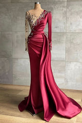 BMbride Red evening dress floor-length prom dresses with sleeves BMbride